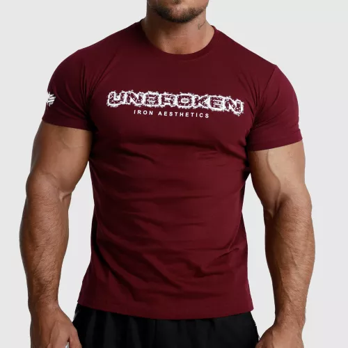 Tricou fitness pentru bărbați Iron Aesthetics Unbroken, vișiniu