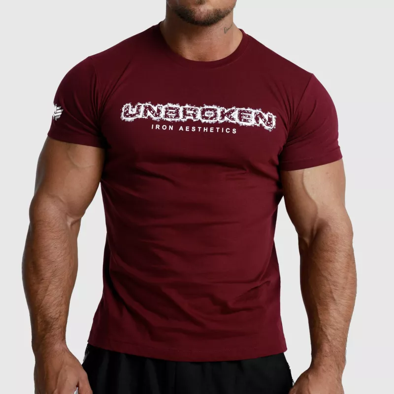 Tricou fitness pentru bărbați Iron Aesthetics Unbroken, vișiniu-1