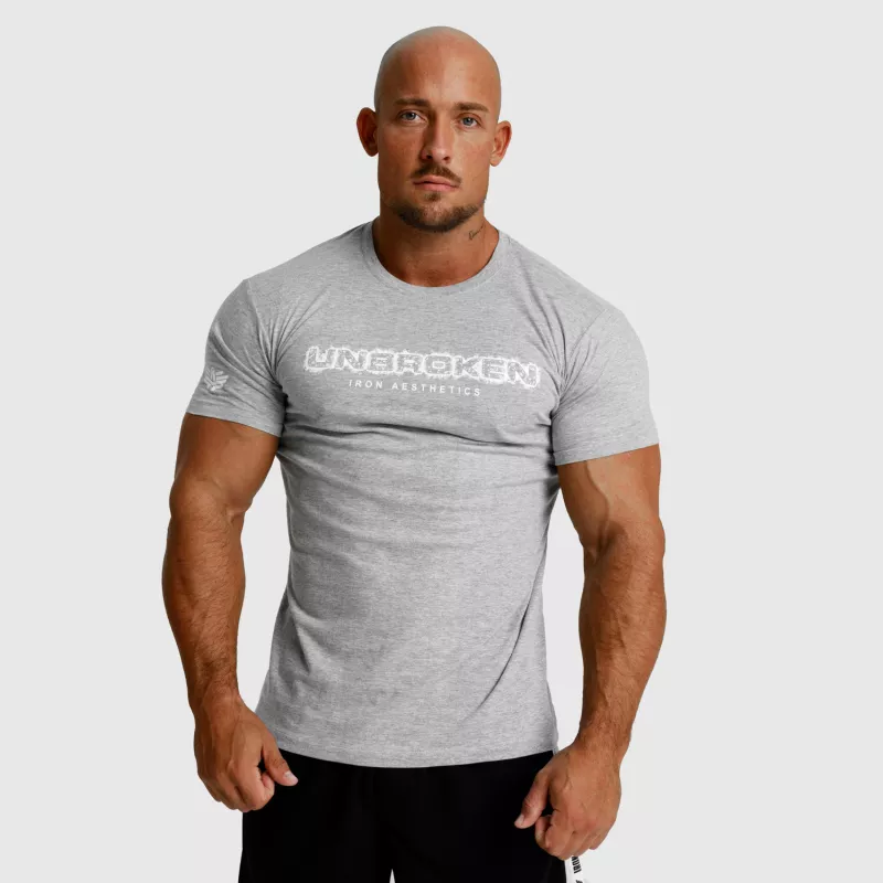 Tricou fitness pentru bărbați Iron Aesthetics Unbroken, gri-4