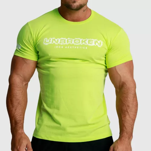 Tricou fitness pentru bărbați Iron Aesthetics Unbroken, verde lime