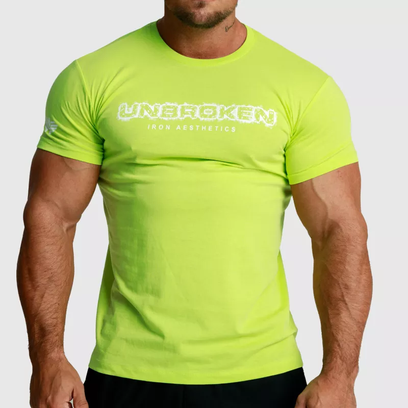 Tricou fitness pentru bărbați Iron Aesthetics Unbroken, verde lime-1