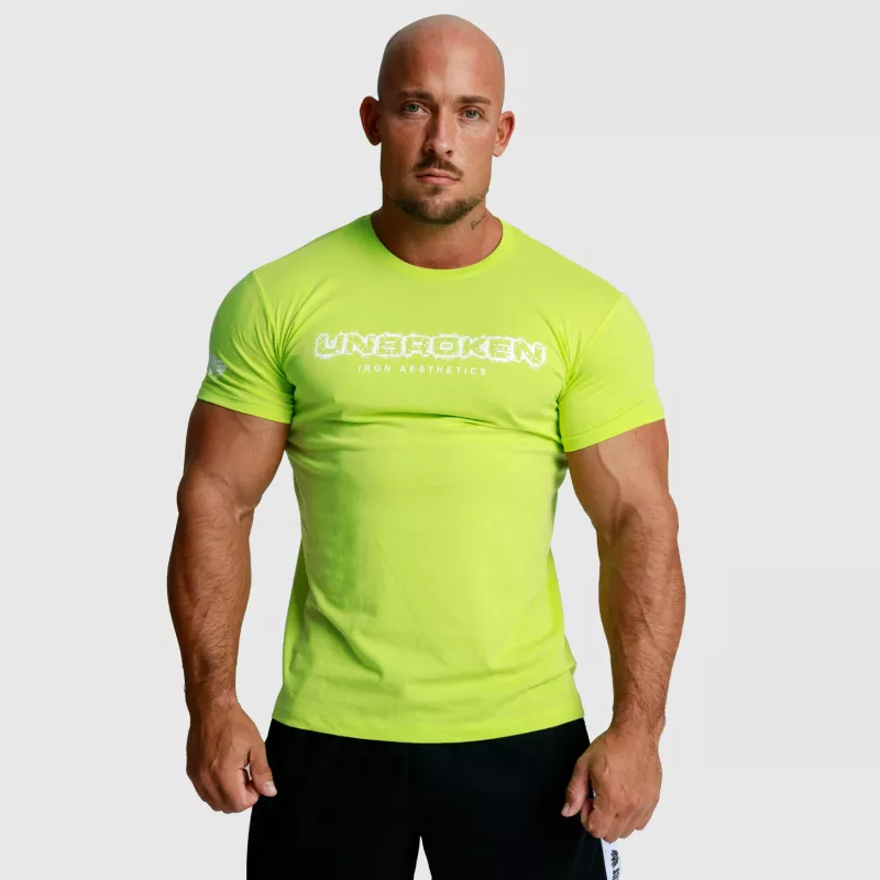 Tricou fitness pentru bărbați Iron Aesthetics Unbroken, verde lime-3