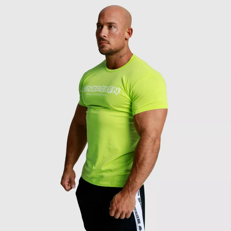Tricou fitness pentru bărbați Iron Aesthetics Unbroken, verde lime-5