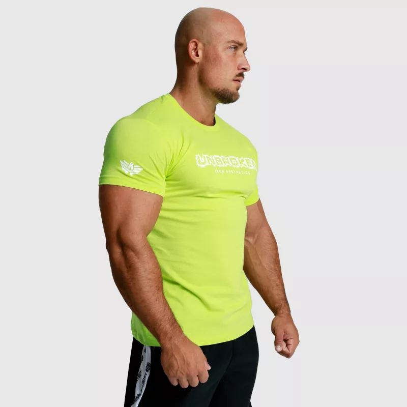 Tricou fitness pentru bărbați Iron Aesthetics Unbroken, verde lime-7