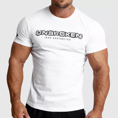 Tricou fitness pentru bărbați Iron Aesthetics Unbroken, alb