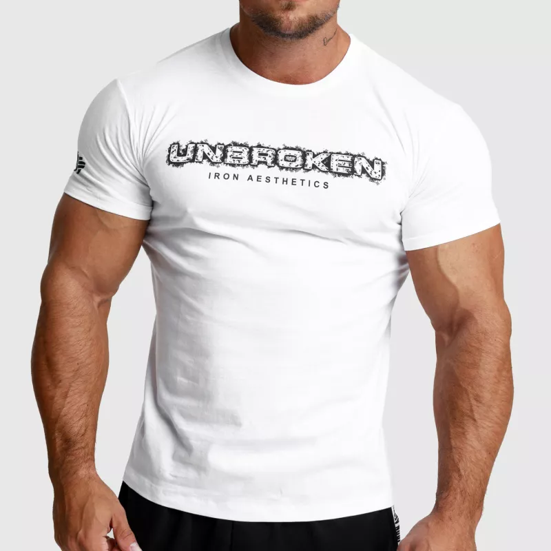 Tricou fitness pentru bărbați Iron Aesthetics Unbroken, alb-1