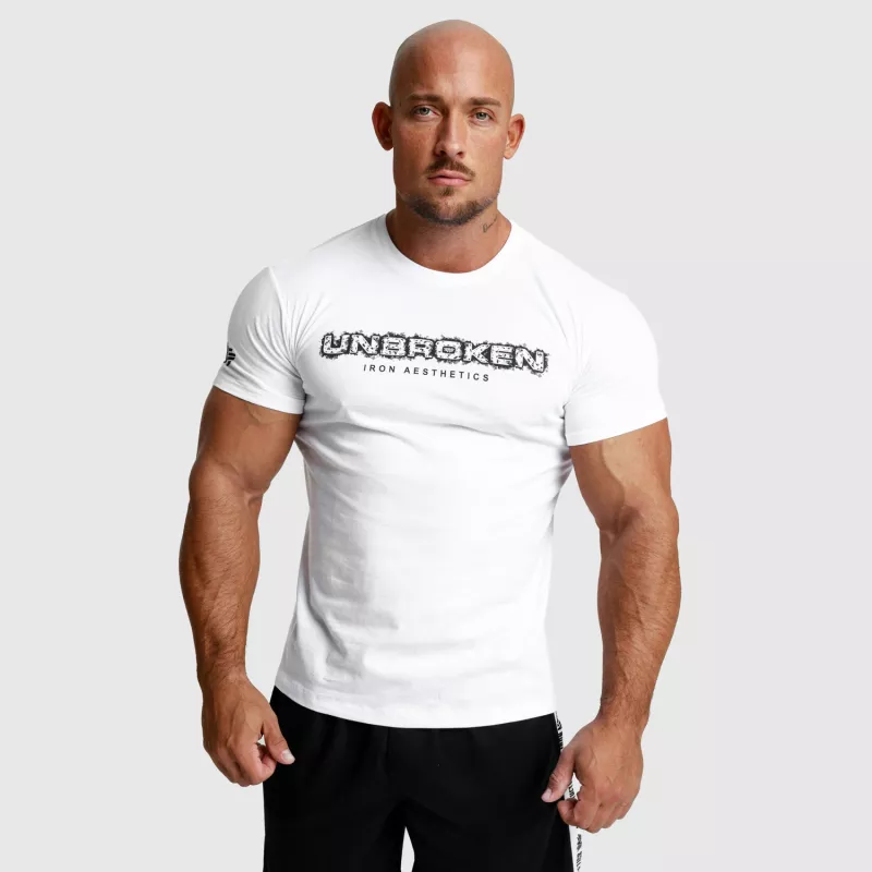 Tricou fitness pentru bărbați Iron Aesthetics Unbroken, alb-4
