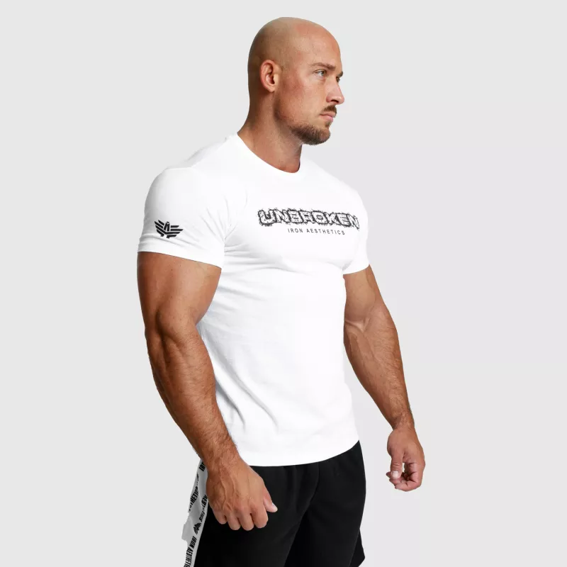 Tricou fitness pentru bărbați Iron Aesthetics Unbroken, alb-7
