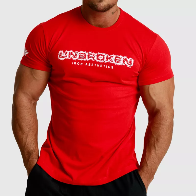 Tricou fitness pentru bărbați Iron Aesthetics Unbroken, roșu-1