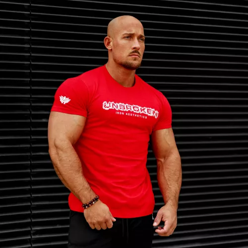 Tricou fitness pentru bărbați Iron Aesthetics Unbroken, roșu