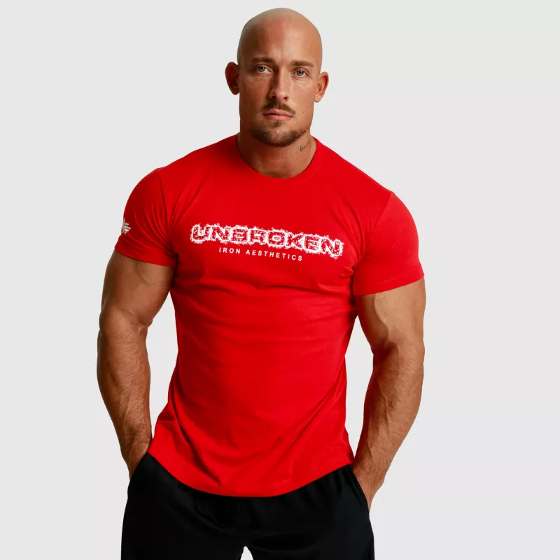 Tricou fitness pentru bărbați Iron Aesthetics Unbroken, roșu-5