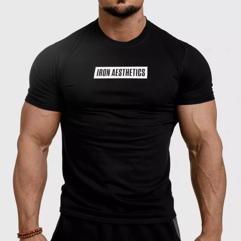 Tricou fitness pentru bărbați Iron Aesthetics Boxed, negru-1