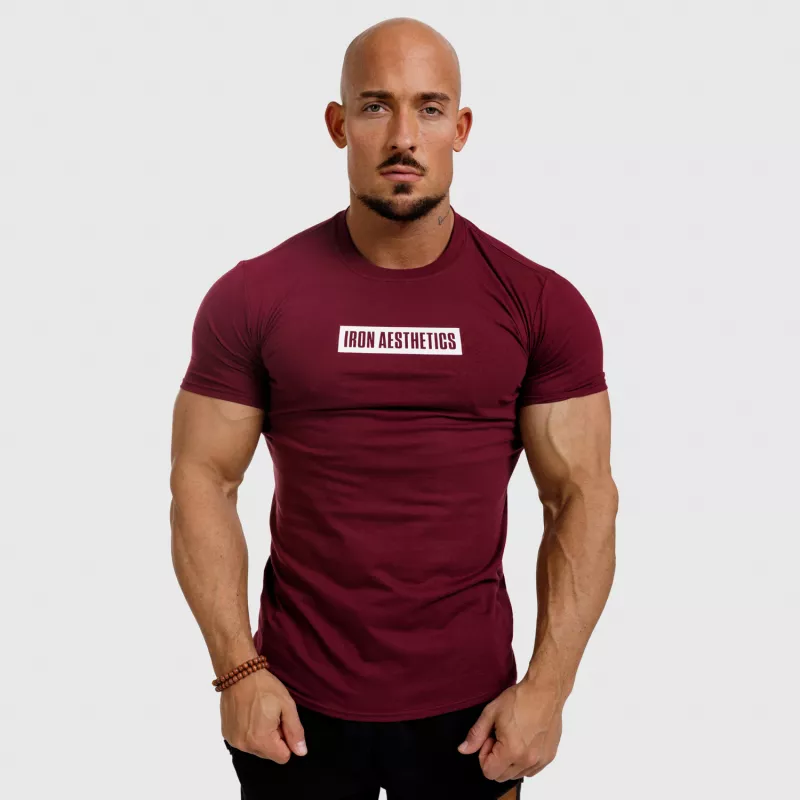 Tricou fitness pentru bărbați Iron Aesthetics Boxed, vișiniu-3