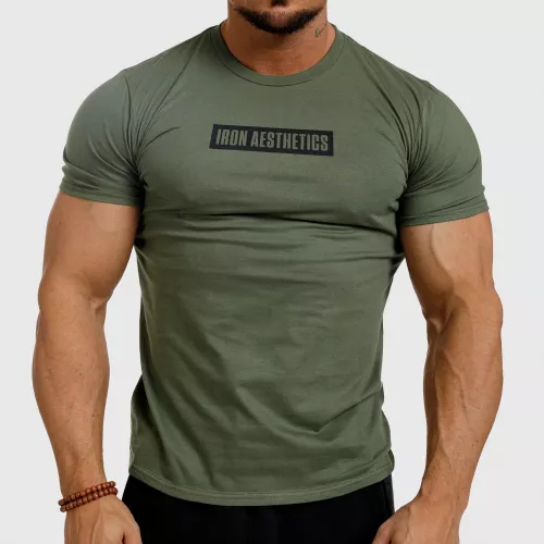 Tricou fitness pentru bărbați Iron Aesthetics Boxed, verde armată