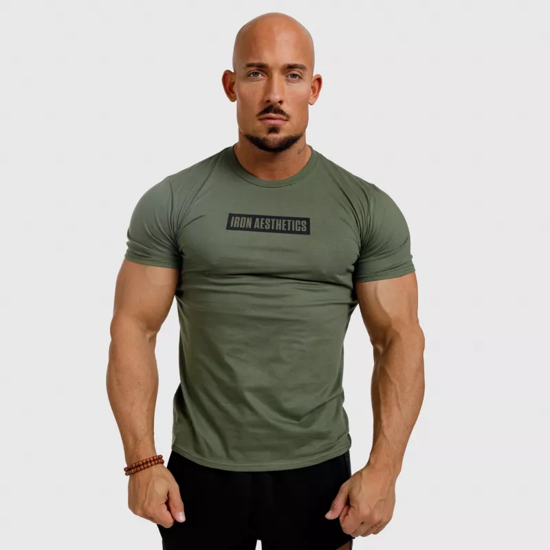 Tricou fitness pentru bărbați Iron Aesthetics Boxed, verde armată-3