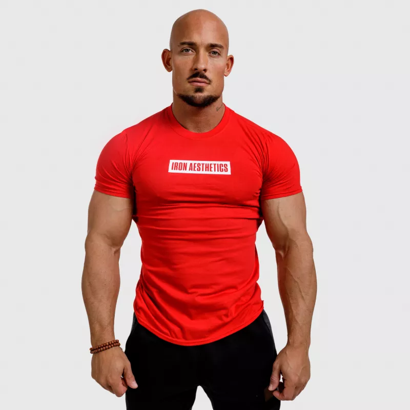 Tricou fitness pentru bărbați Iron Aesthetics Boxed, roșu-3
