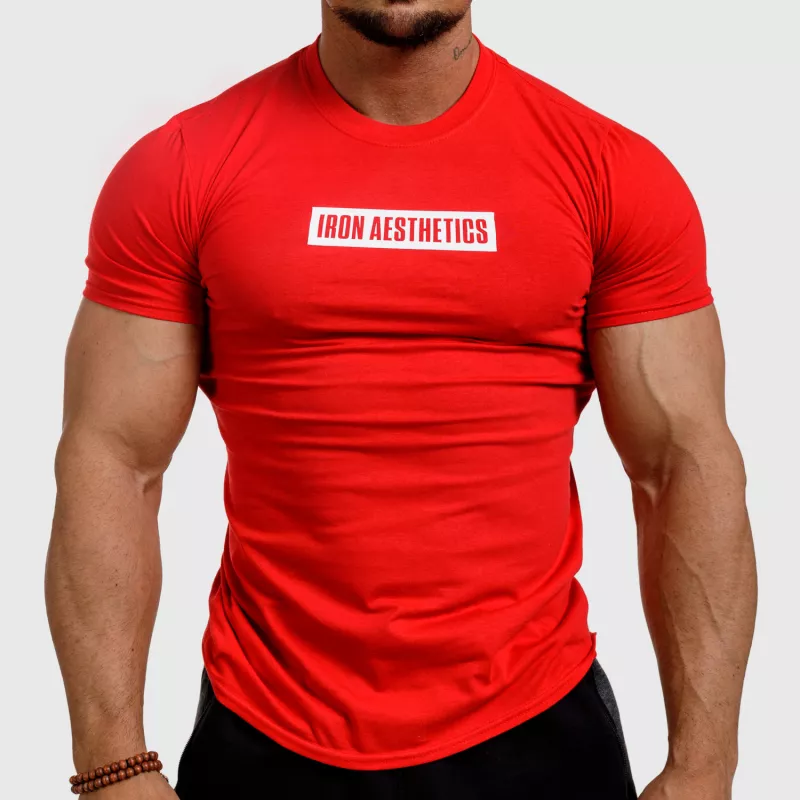 Tricou fitness pentru bărbați Iron Aesthetics Boxed, roșu-1