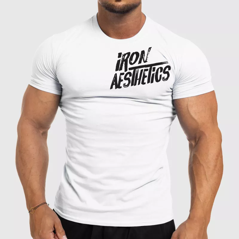 Tricou fitness pentru bărbați Iron Aesthetics Splash, alb-1