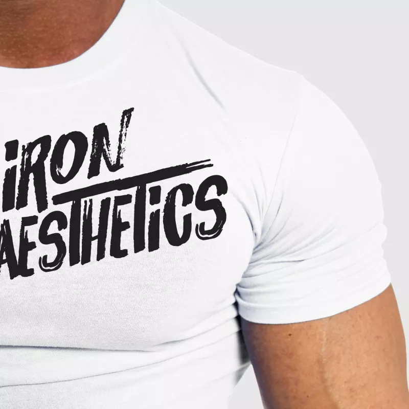 Tricou fitness pentru bărbați Iron Aesthetics Splash, alb-4