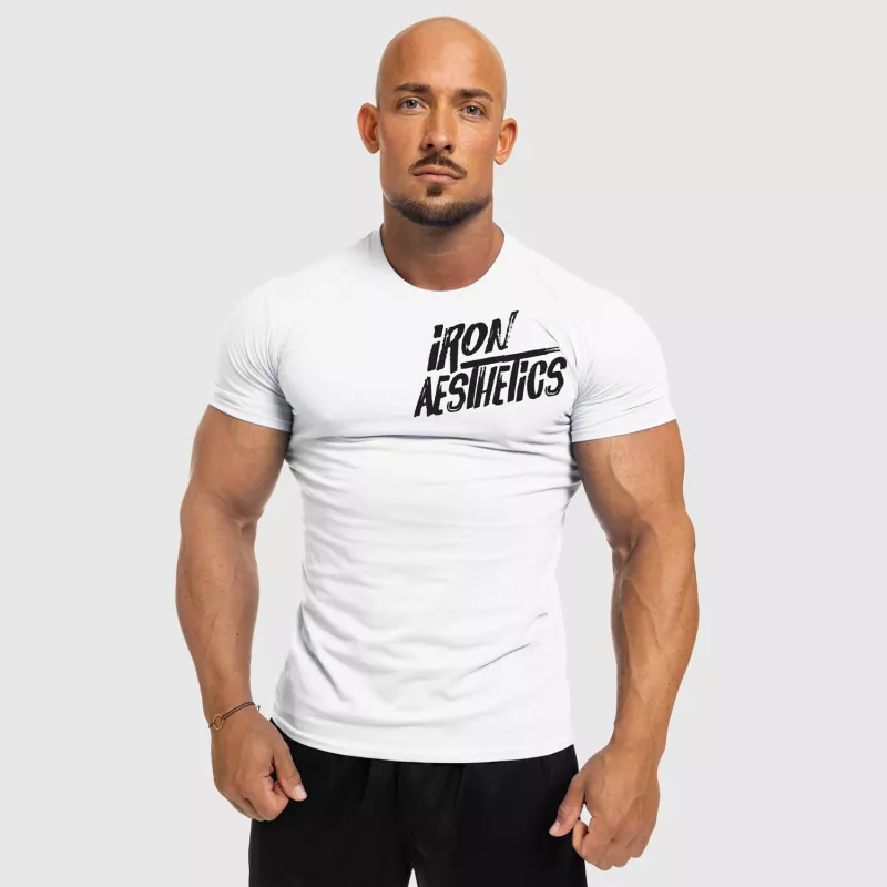 Tricou fitness pentru bărbați Iron Aesthetics Splash, alb-5