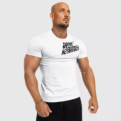 Tricou fitness pentru bărbați Iron Aesthetics Splash, alb