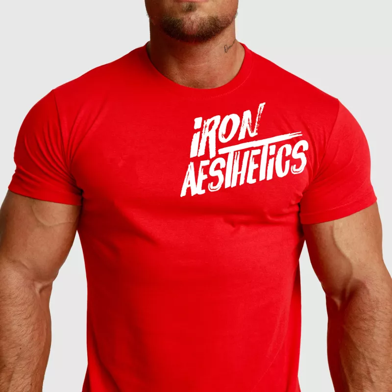 Tricou fitness pentru bărbați Iron Aesthetics Splash, roșu-4