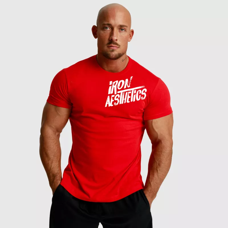 Tricou fitness pentru bărbați Iron Aesthetics Splash, roșu-5