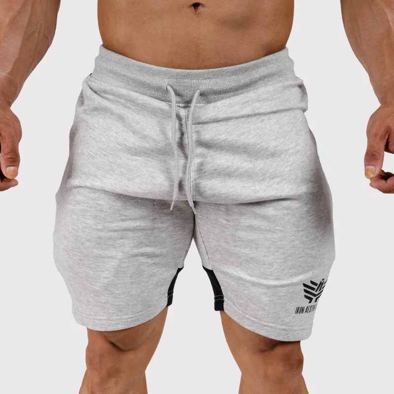 Pantaloni scurți de trening pentru bărbați Iron Aesthetics Panels, gri-4