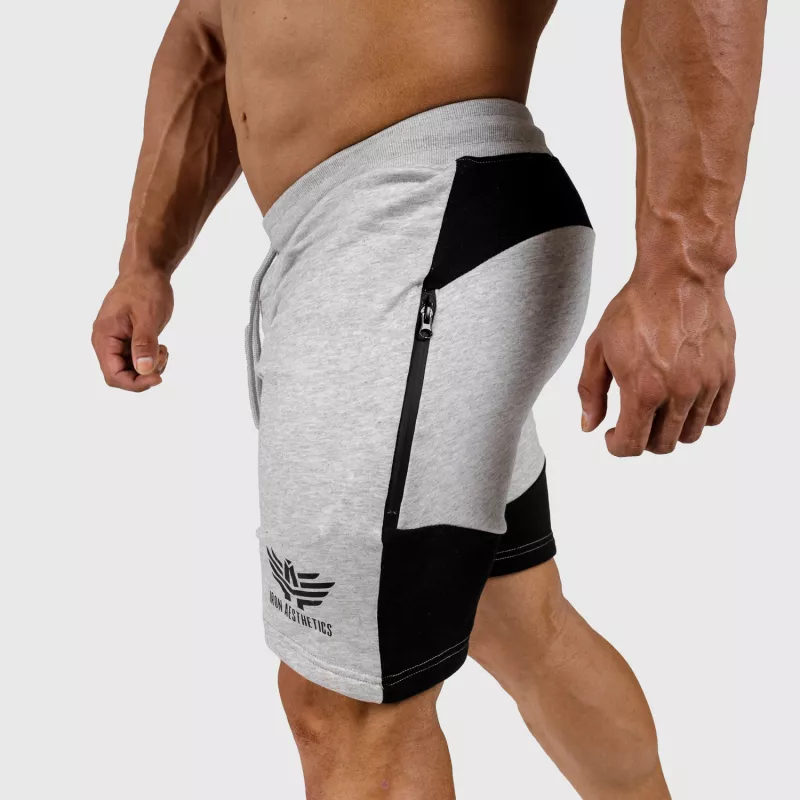 Pantaloni scurți de trening pentru bărbați Iron Aesthetics Panels, gri-2
