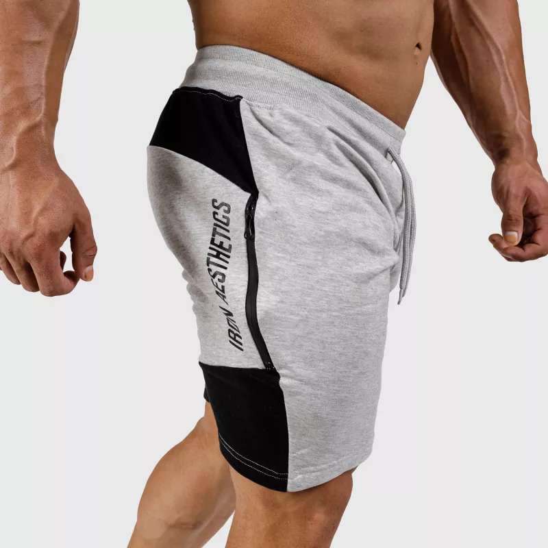 Pantaloni scurți de trening pentru bărbați Iron Aesthetics Panels, gri-6