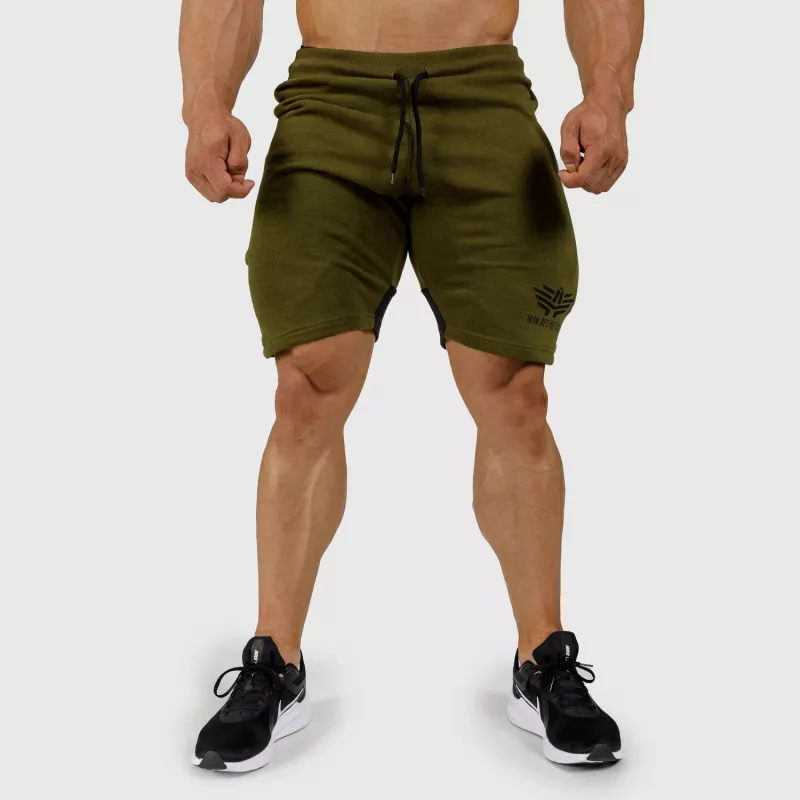 Pantaloni scurți de trening pentru bărbați Iron Aesthetics Panels, verde armată-6
