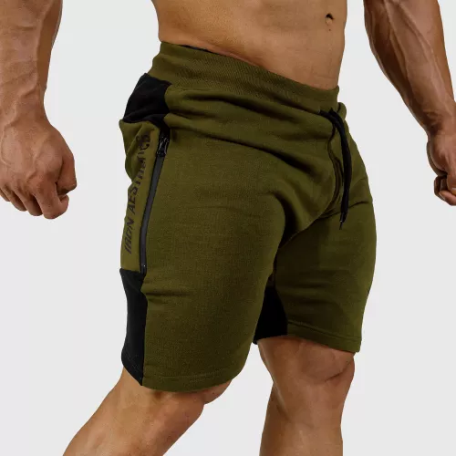 Pantaloni scurți de trening pentru bărbați Iron Aesthetics Panels, verde armată