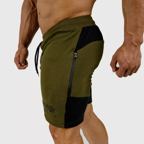 Pantaloni scurți de trening pentru bărbați Iron Aesthetics Panels, verde armată