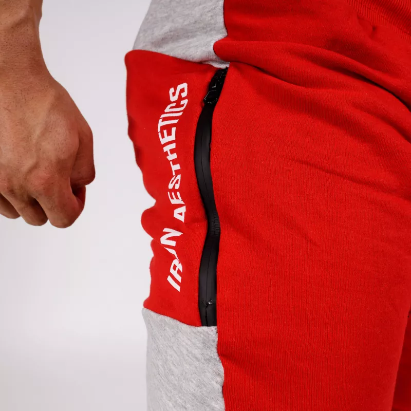 Pantaloni scurți de trening pentru bărbați Iron Aesthetics Panels, roșii-7