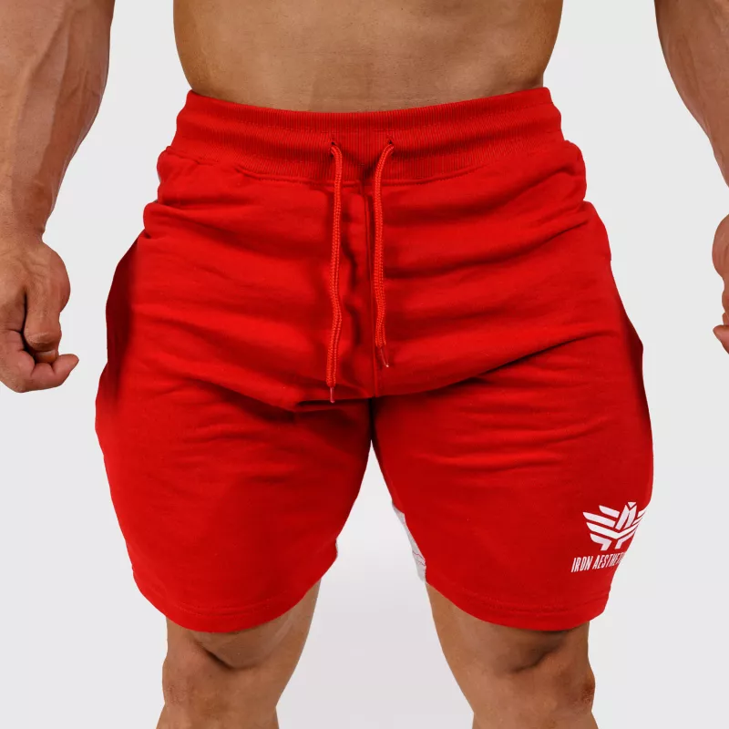 Pantaloni scurți de trening pentru bărbați Iron Aesthetics Panels, roșii-5