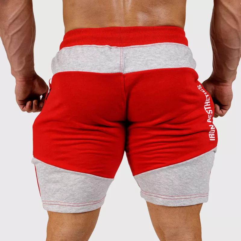 Pantaloni scurți de trening pentru bărbați Iron Aesthetics Panels, roșii-3