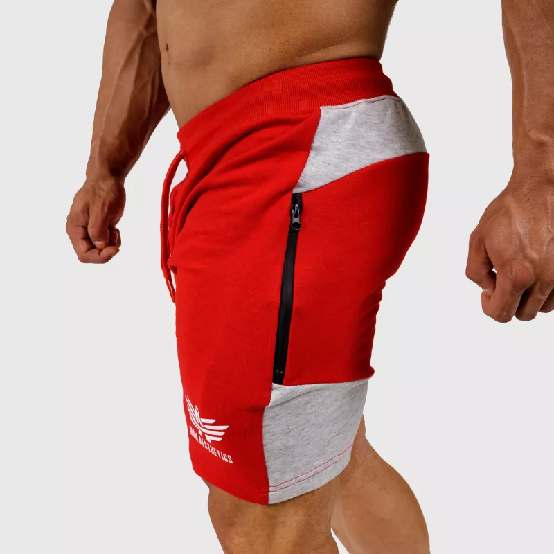 Pantaloni scurți de trening pentru bărbați Iron Aesthetics Panels, roșii-2