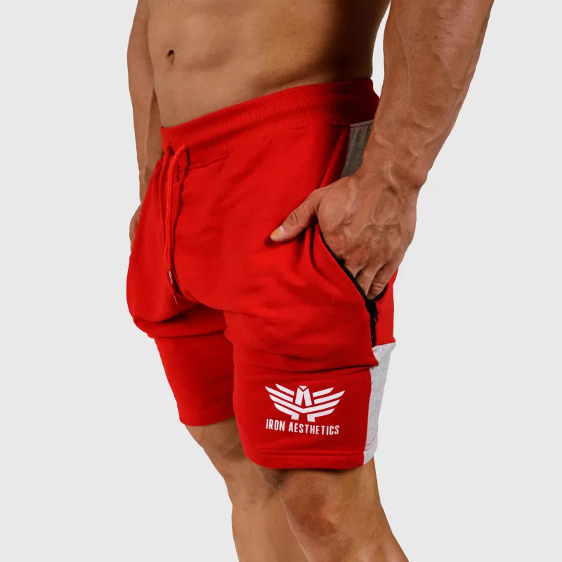 Pantaloni scurți de trening pentru bărbați Iron Aesthetics Panels, roșii-4