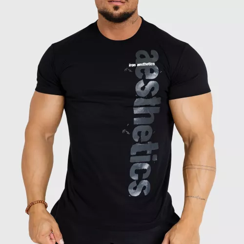 Tricou fitness pentru bărbați Iron Aesthetics Cross negru