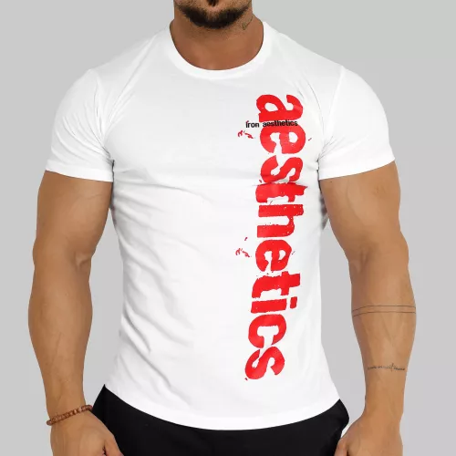Tricou fitness pentru bărbați Iron Aesthetics Cross, alb