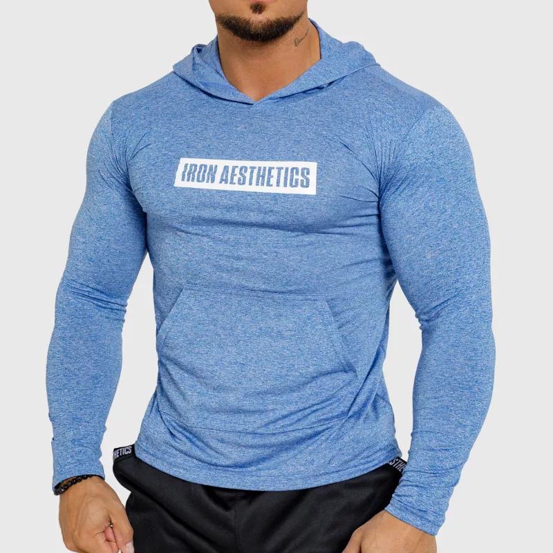 Bluză pentru bărbați cu glugă Iron Aesthetics Active Fit, albastră-1