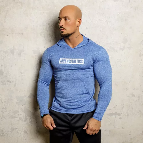 Bluză pentru bărbați cu glugă Iron Aesthetics Active Fit, albastră