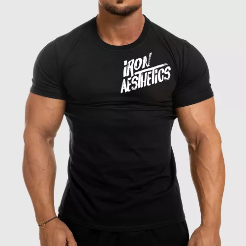 Tricou fitness pentru bărbați Iron Aesthetics Splash, negru