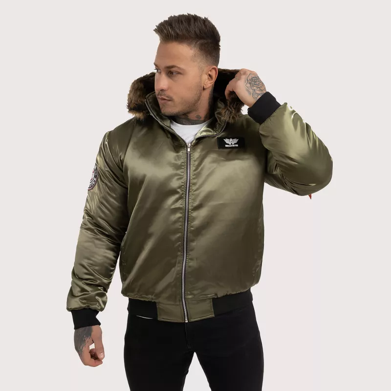 Jachetă pentru bărbaţi cu blană Iron Aesthetics, verde-7