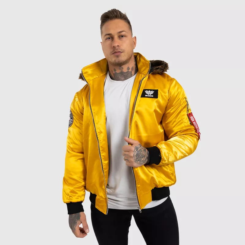 Jachetă pentru bărbaţi cu blană Iron Aesthetics, galbenă-2