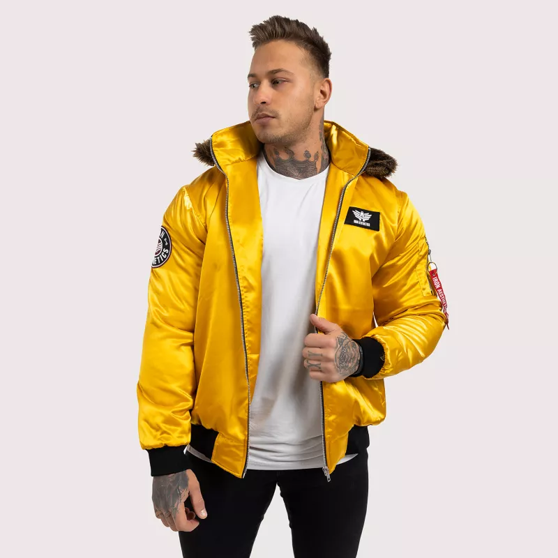 Jachetă pentru bărbaţi cu blană Iron Aesthetics, galbenă-3