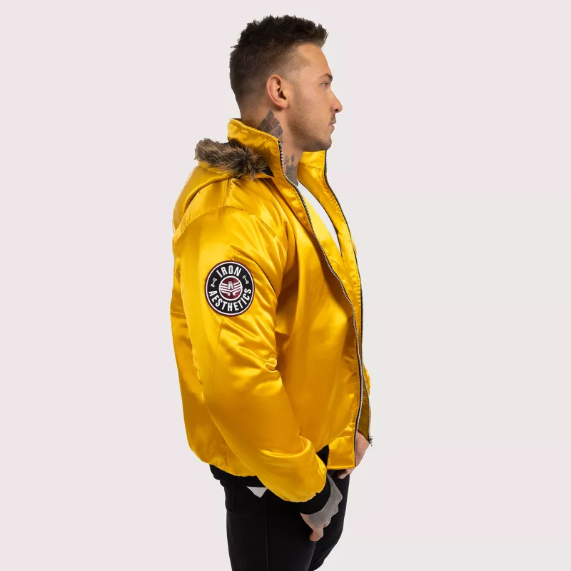 Jachetă pentru bărbaţi cu blană Iron Aesthetics, galbenă-7