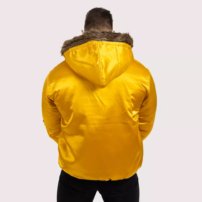 Jachetă pentru bărbaţi cu blană Iron Aesthetics, galbenă-9