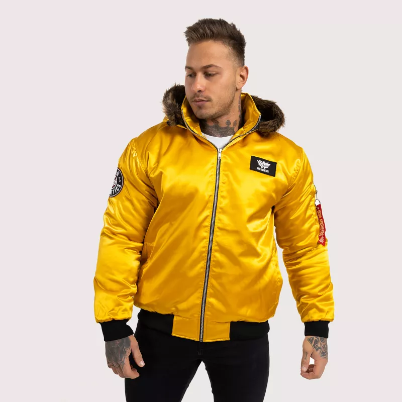 Jachetă pentru bărbaţi cu blană Iron Aesthetics, galbenă-11