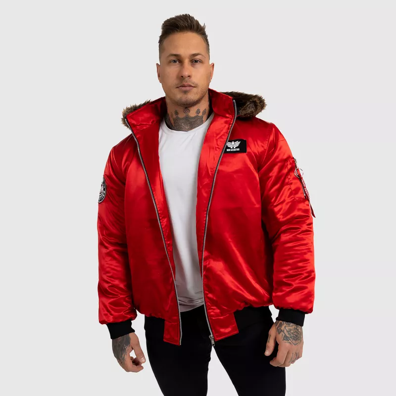 Jachetă pentru bărbaţi cu blană Iron Aesthetics, roșie-3